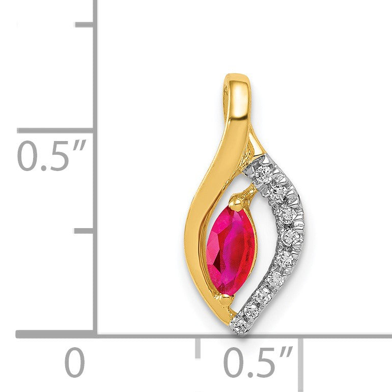 14k Diamond and .32 Marquise Ruby Chain Slide