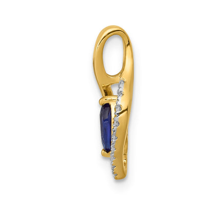 14k Diamond and .37 Marquise Sapphire Chain Slide