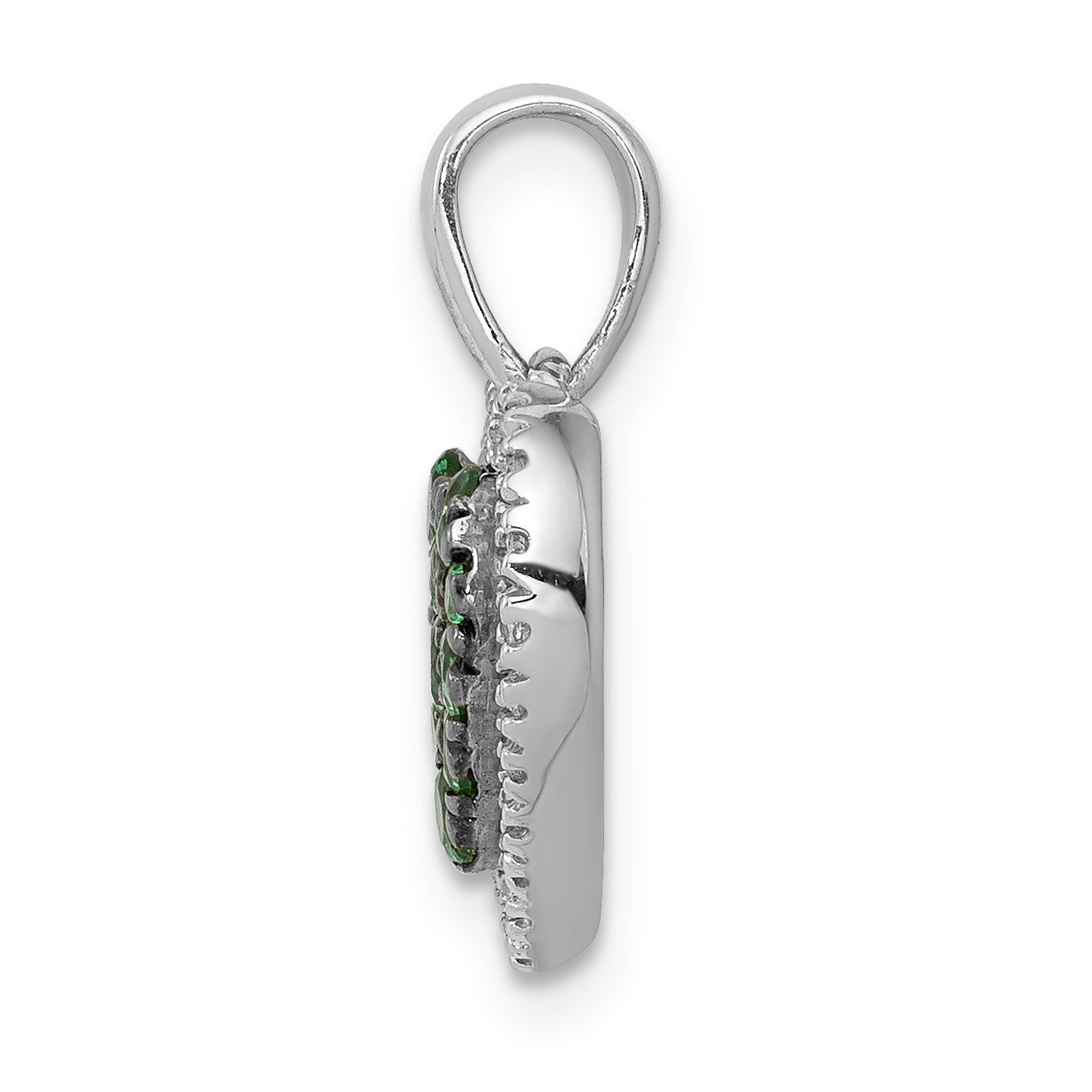 14k White Gold and Black Rhodium Diamond and Pave Emerald Heart Pendant