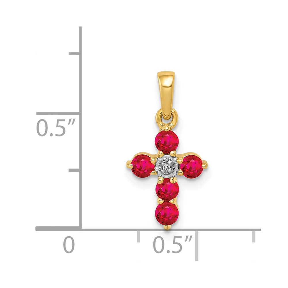 14k .30 Ruby and Diamond Cross Pendant