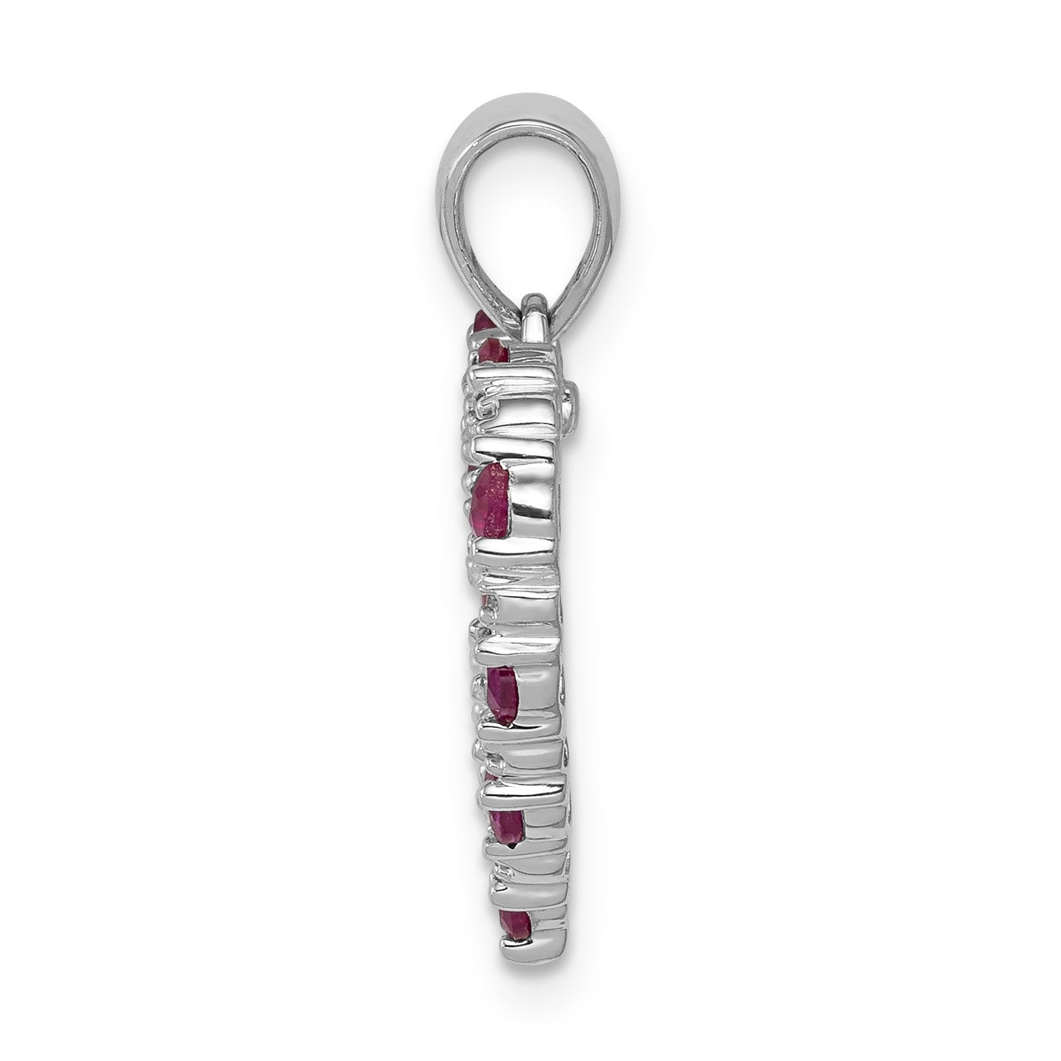 14k White Gold Diamond and Ruby Heart Pendant