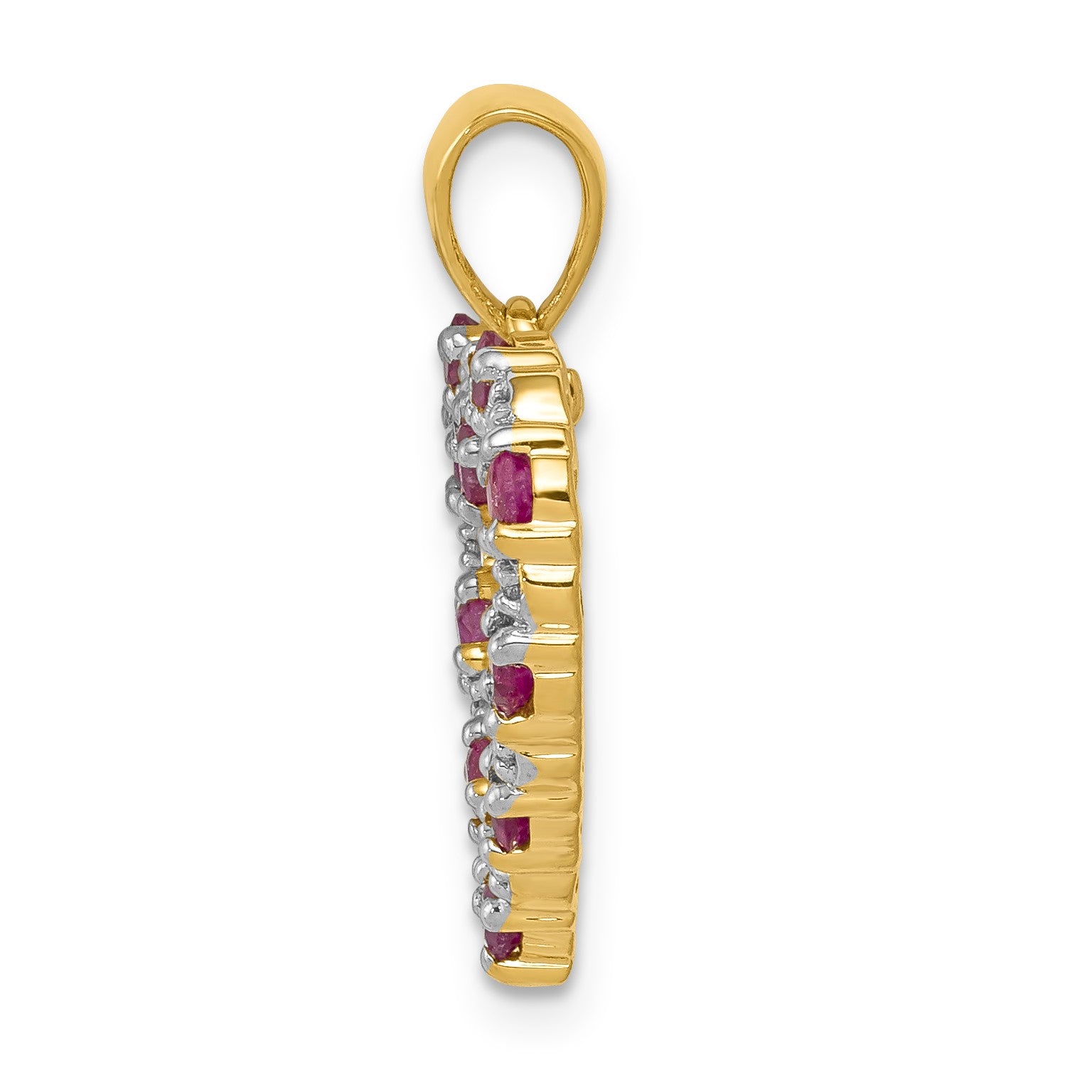 14k Diamond and Ruby Heart Pendant