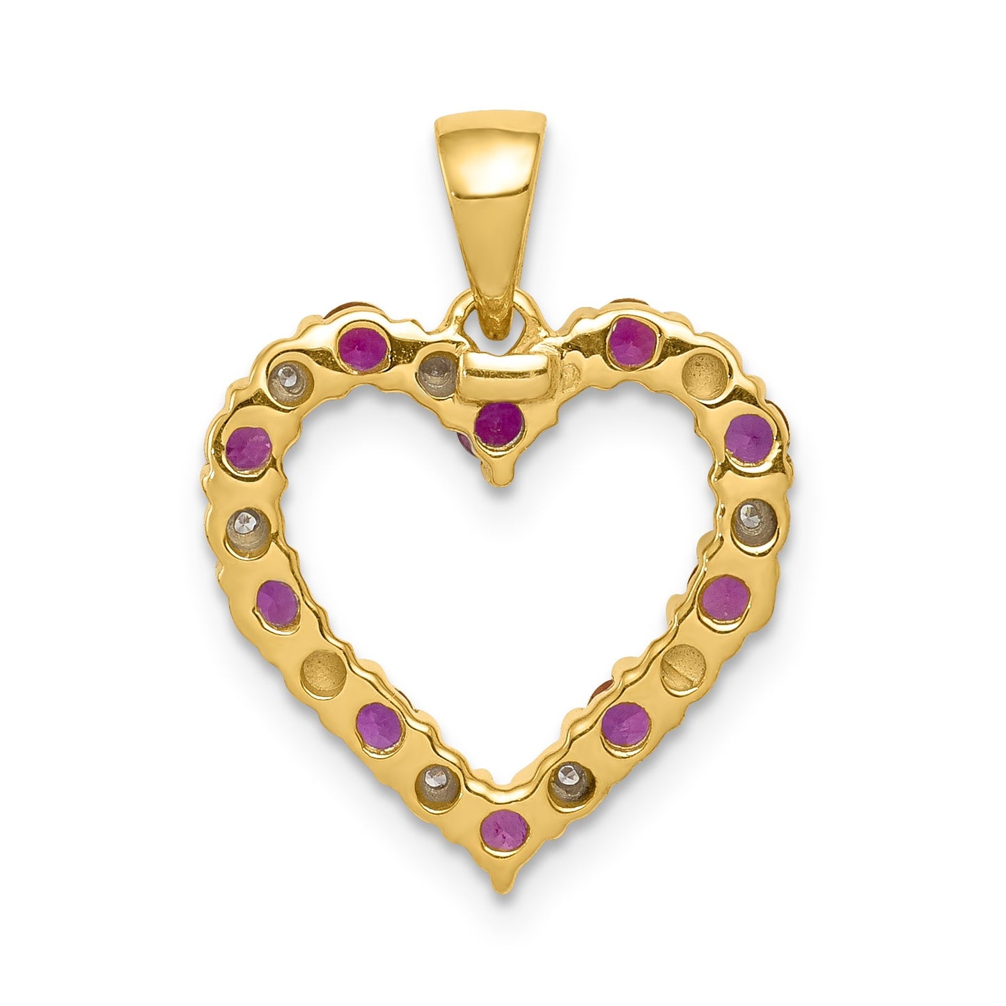 14k Diamond and Ruby Heart Pendant