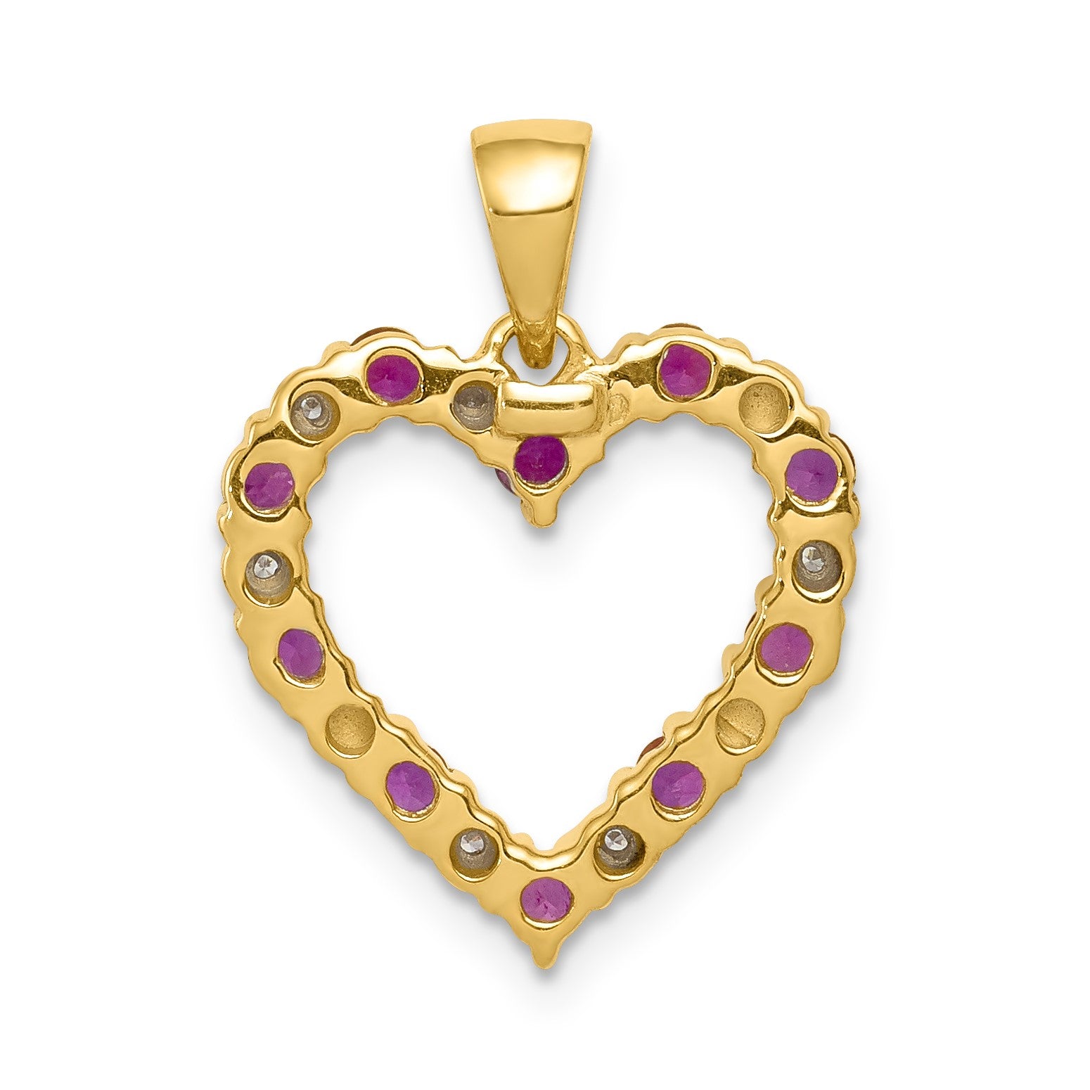 14k Diamond and Ruby Heart Pendant