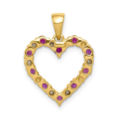 14k Diamond and Ruby Heart Pendant