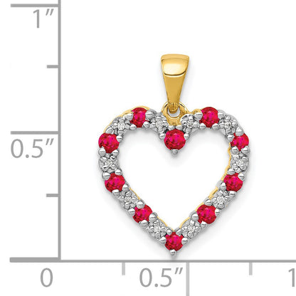 14k Diamond and Ruby Heart Pendant