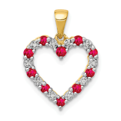 14k Diamond and Ruby Heart Pendant