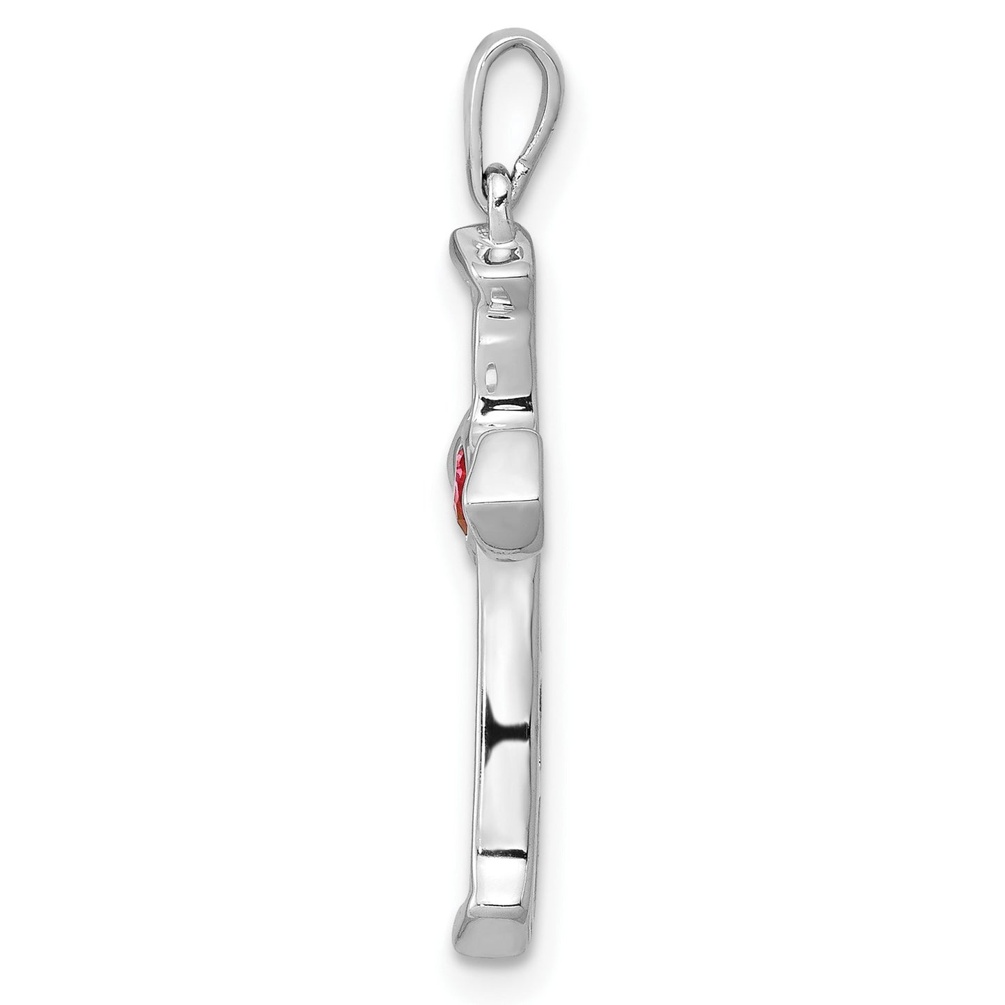 14k White Gold Ruby and Diamond Heart Cross Pendant