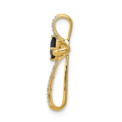 14k and White Rhodium 4mm Square Lab Created Sapphire and Diamond Cross Omega Slide