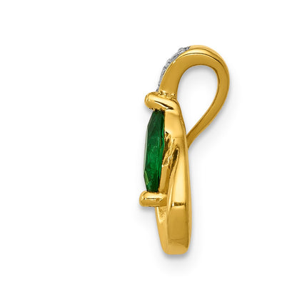14k Diamond and Marquise Emerald Teardrop Chain Slide