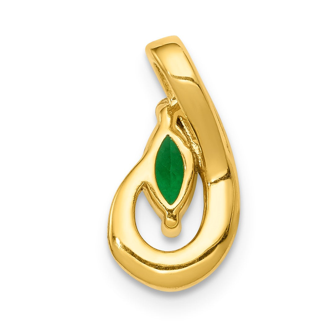14k Diamond and Marquise Emerald Teardrop Chain Slide