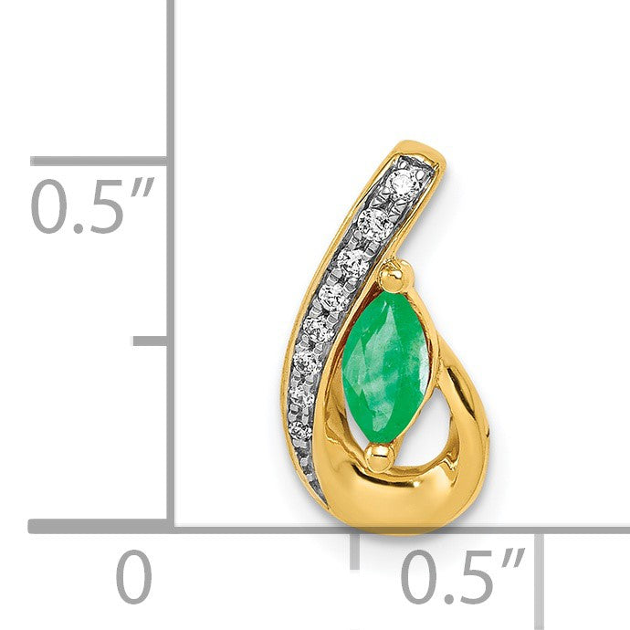 14k Diamond and Marquise Emerald Teardrop Chain Slide