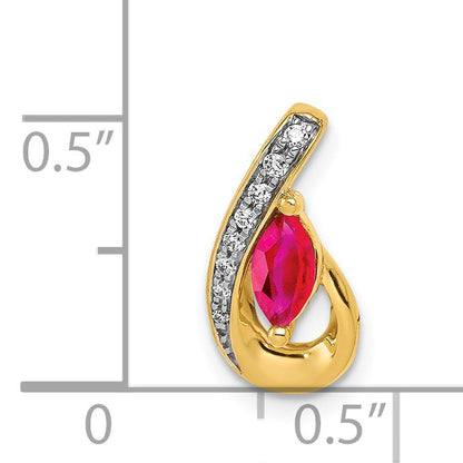 14k Diamond and .28 Marquise Ruby Teardrop Chain Slide