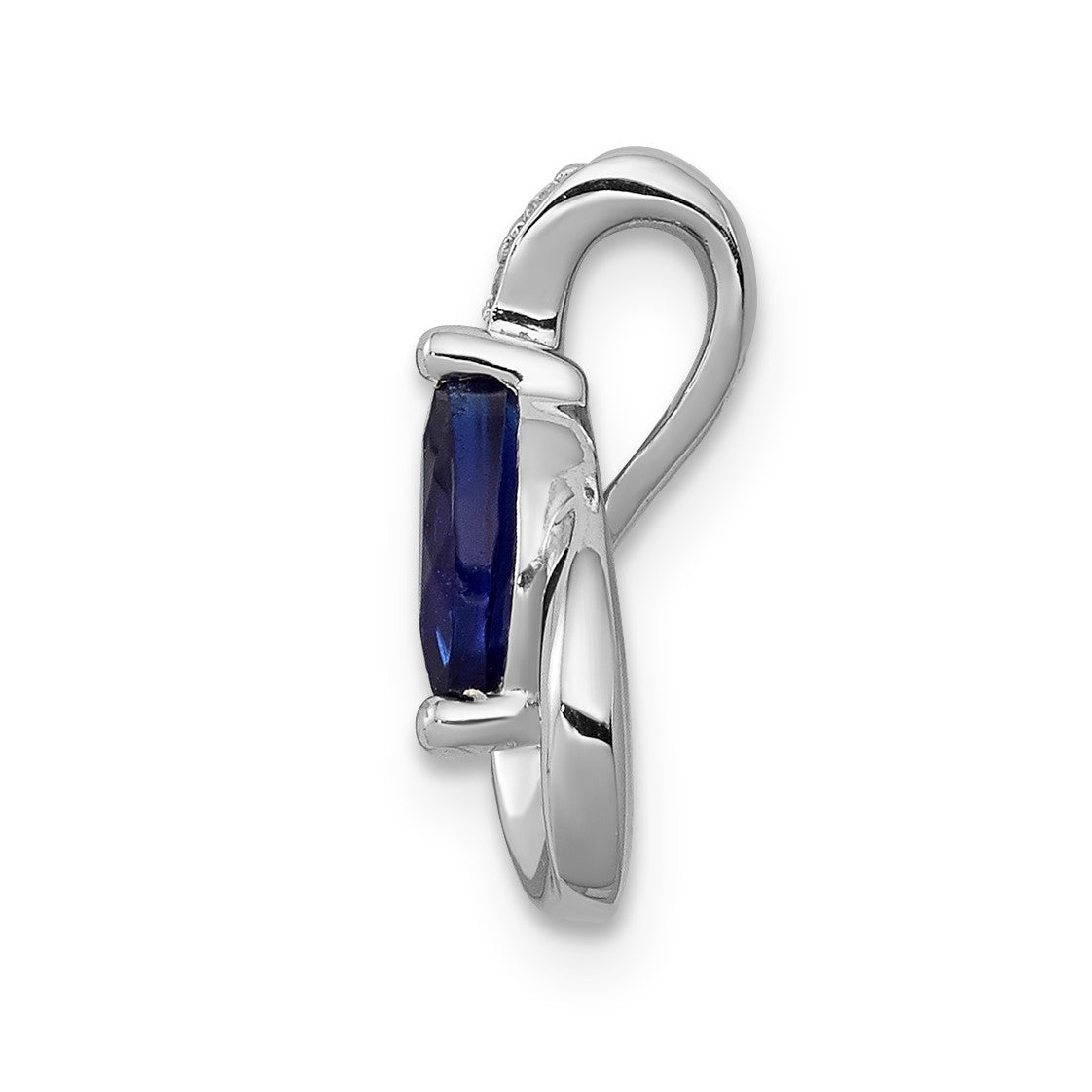 14k White Gold Diamond and .28 Marquise Sapphire Teardrop Chain Slide