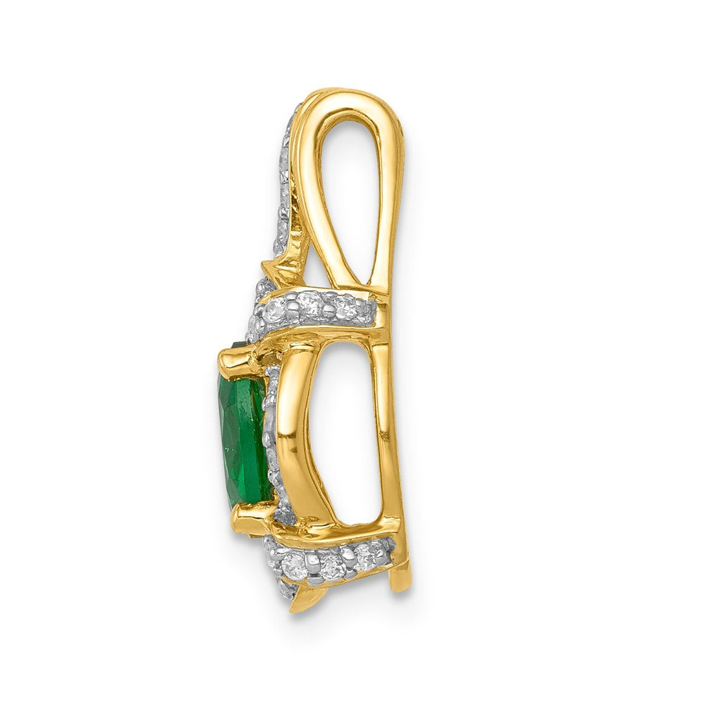 14k Fancy Diamond and Oval Emerald Pendant