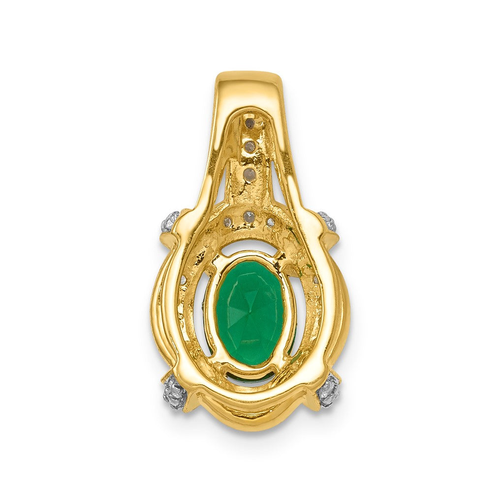 14k Fancy Diamond and Oval Emerald Pendant