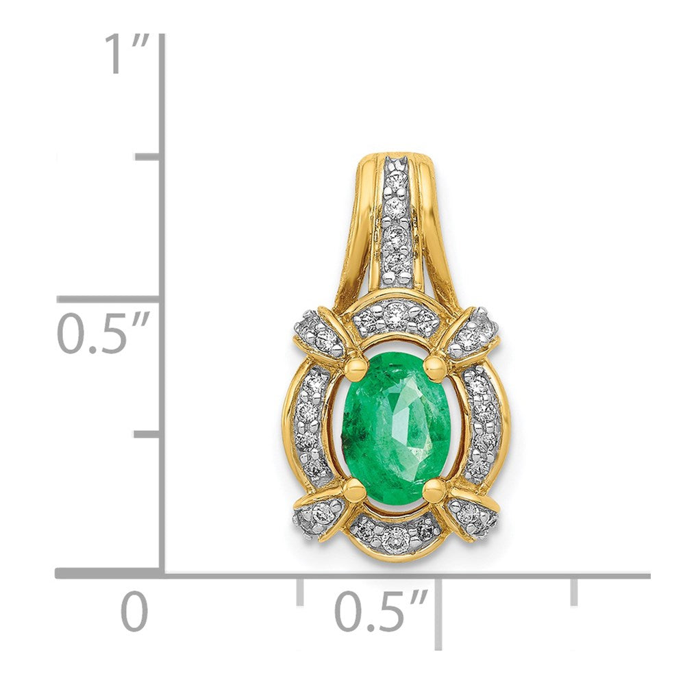 14k Fancy Diamond and Oval Emerald Pendant