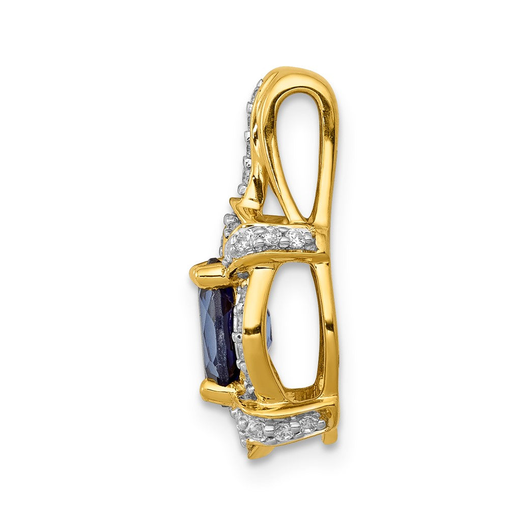 14k Diamond and Sapphire Fancy Oval Pendant