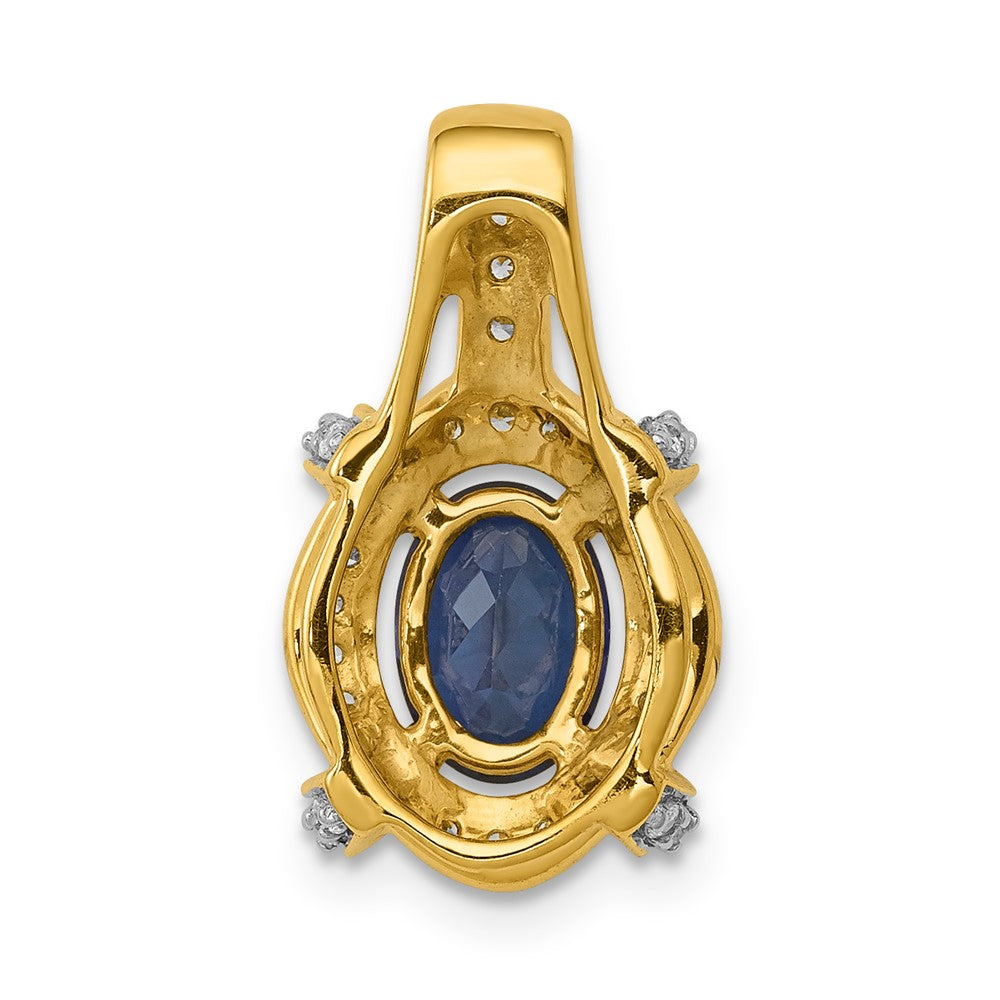 14k Diamond and Sapphire Fancy Oval Pendant