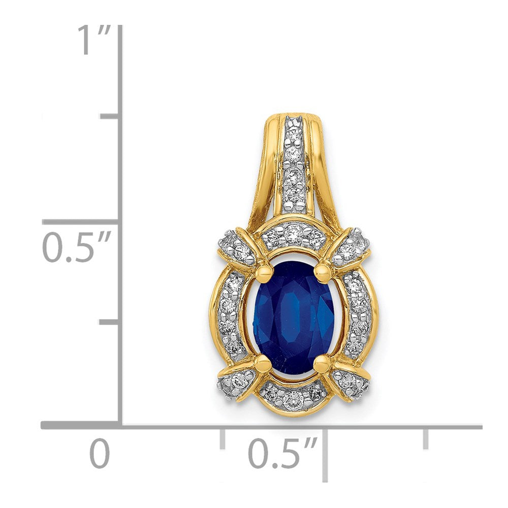 14k Diamond and Sapphire Fancy Oval Pendant