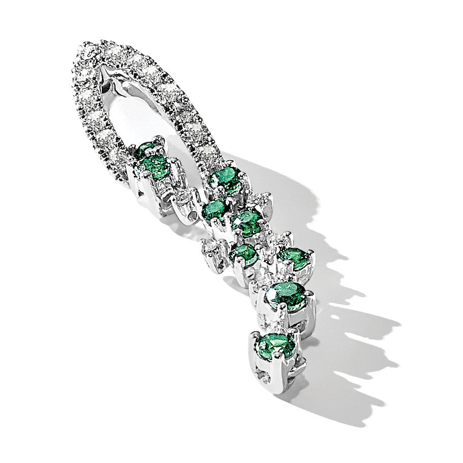 14k White Gold Diamond and Emerald Slide Fits up to 2mm Regular/3mm Fancy or Reversible Omega