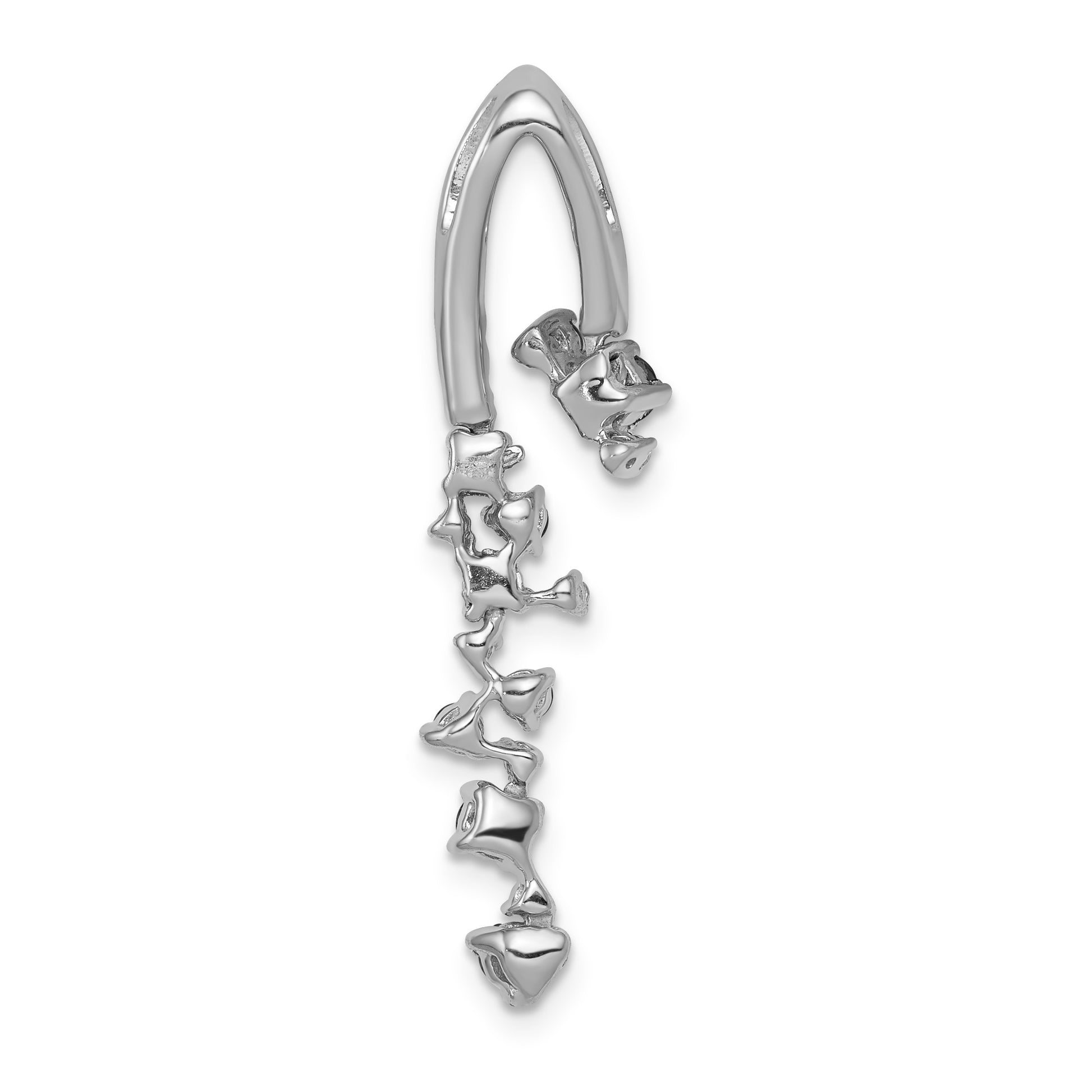 14k White Gold Diamond and Emerald Slide Fits up to 2mm Regular/3mm Fancy or Reversible Omega