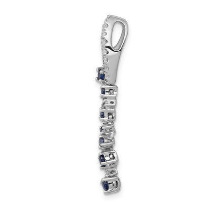 14k White Gold 1/5 carat Diamond and .36 Sapphire Slide Fits up to 2mm Regular/3mm Fancy or Reversible Omega