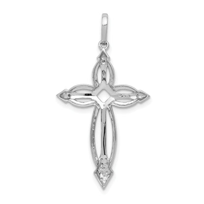 14k White Gold 1/3 carat Diamond Fancy Cross Pendant