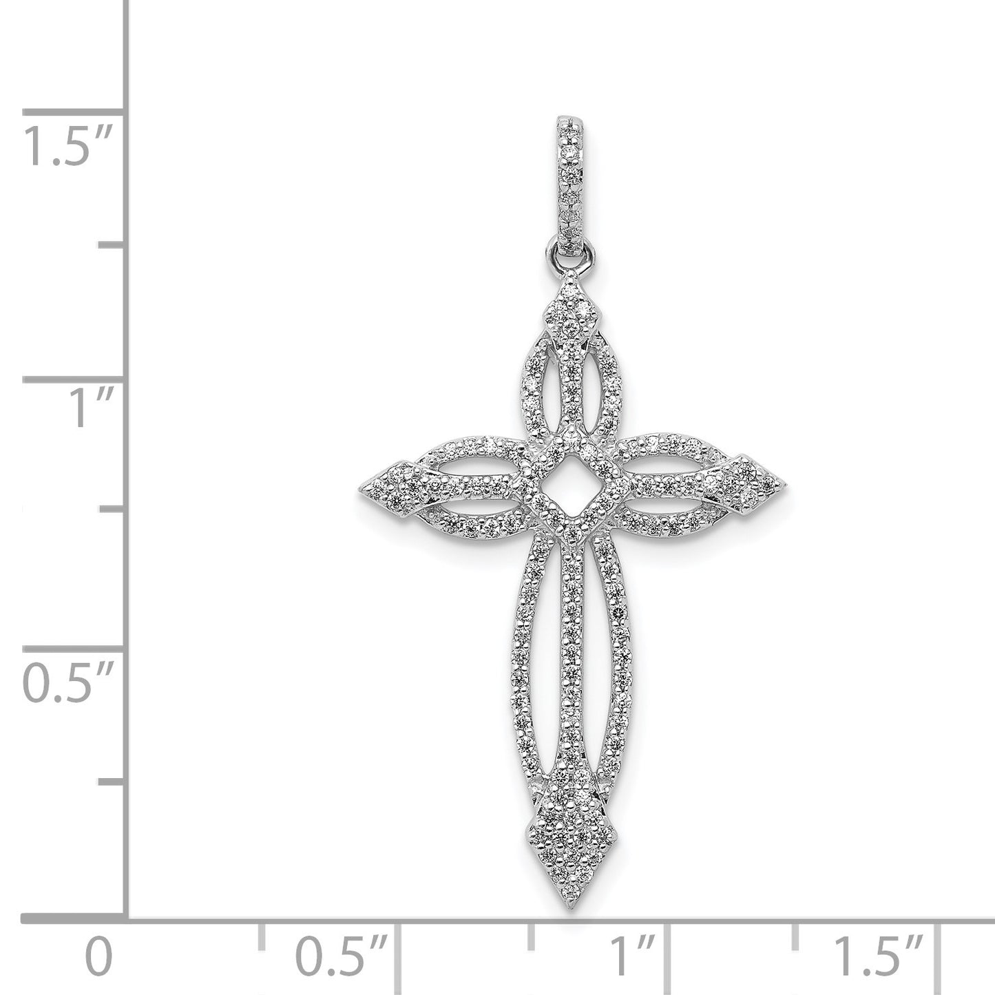 14k White Gold 1/3 carat Diamond Fancy Cross Pendant