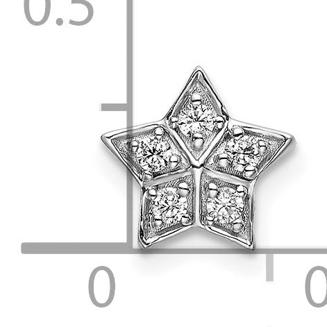 14k White Gold 1/10 carat Diamond Star Chain Slide Pendant