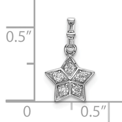 14k White Gold 1/8 carat Diamond Star Pendant