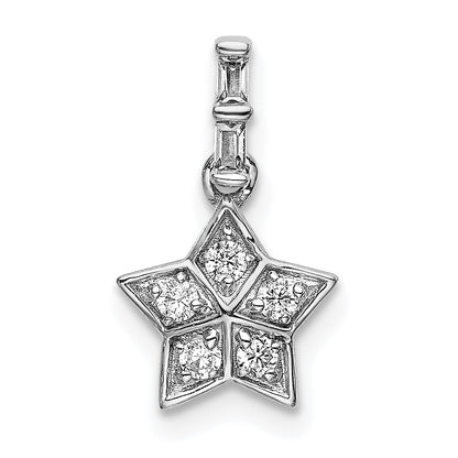 14k White Gold 1/8 carat Diamond Star Pendant