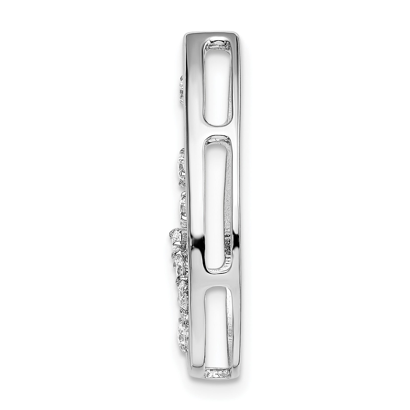 14k White Gold Polished 1/3 carat Diamond Fancy Teardrop Chain Slide