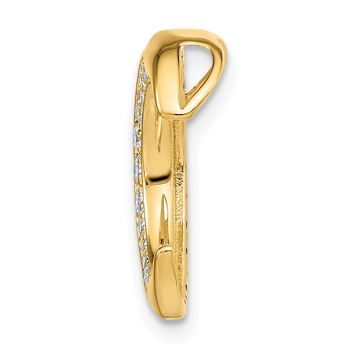 14k Polished Sapphire and Diamond Moon Chain Slide
