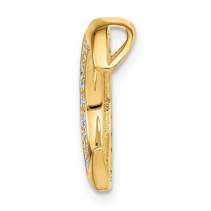 14k Polished Sapphire and Diamond Moon Chain Slide