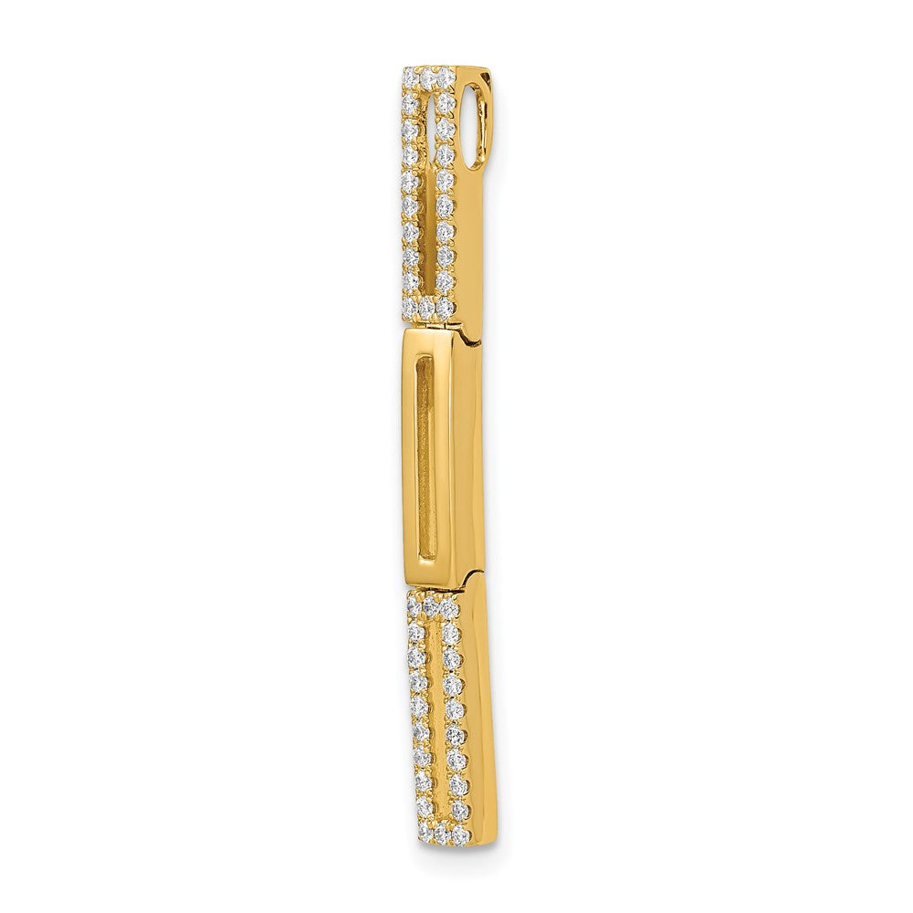 14k Polished Rectangle Link Diamond Chain Slide Pendant