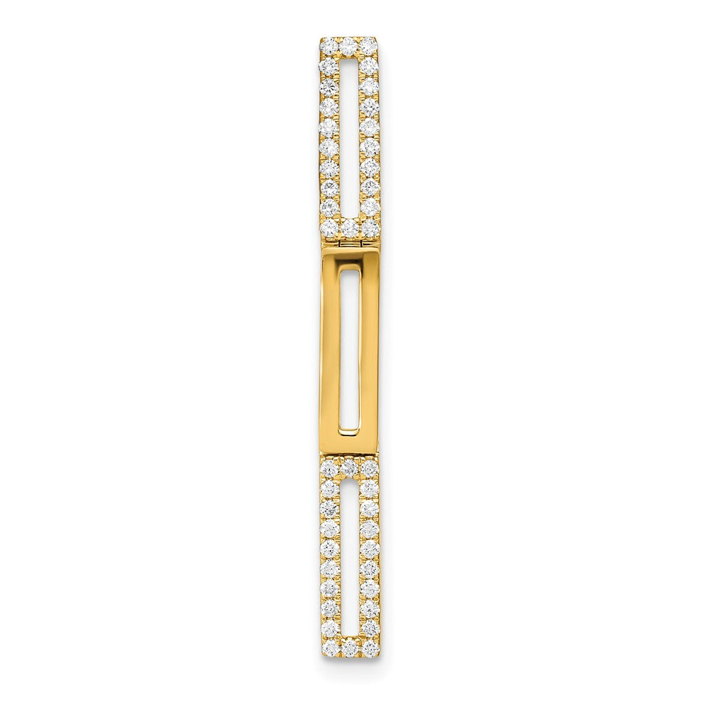 14k Polished Rectangle Link Diamond Chain Slide Pendant