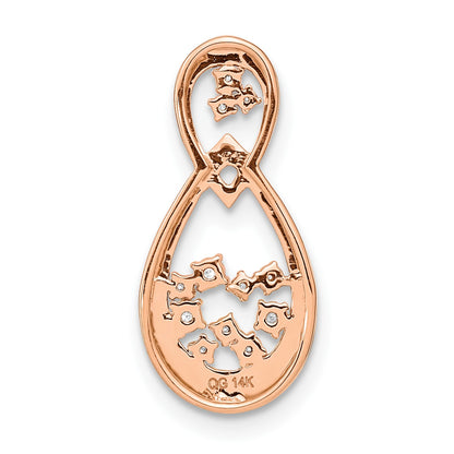 14k Rose Gold 1/8 carat Diamond Double Teardrop Chain Slide