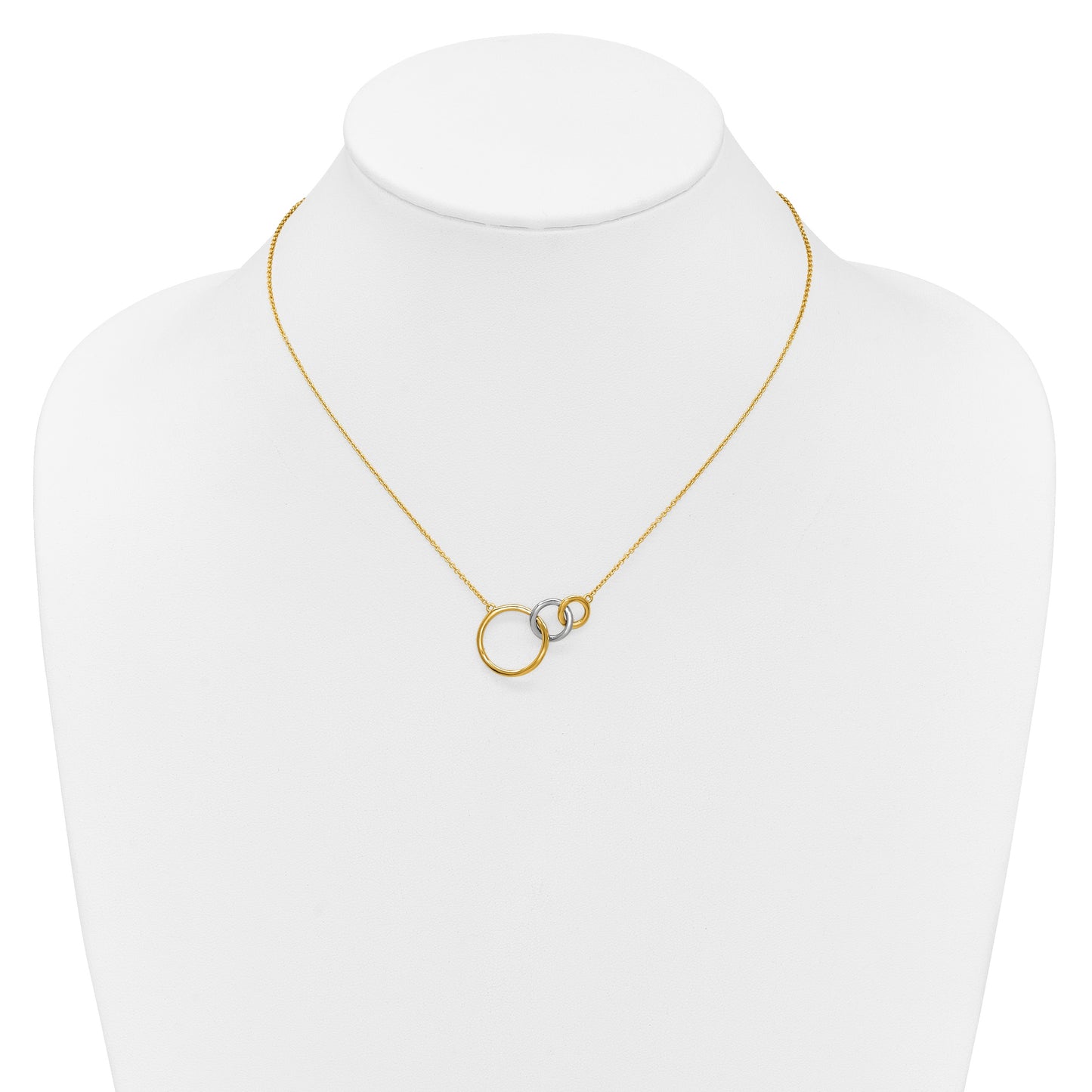 14k Two-tone Polished Triple Interlocked Circles 18 inch Necklace