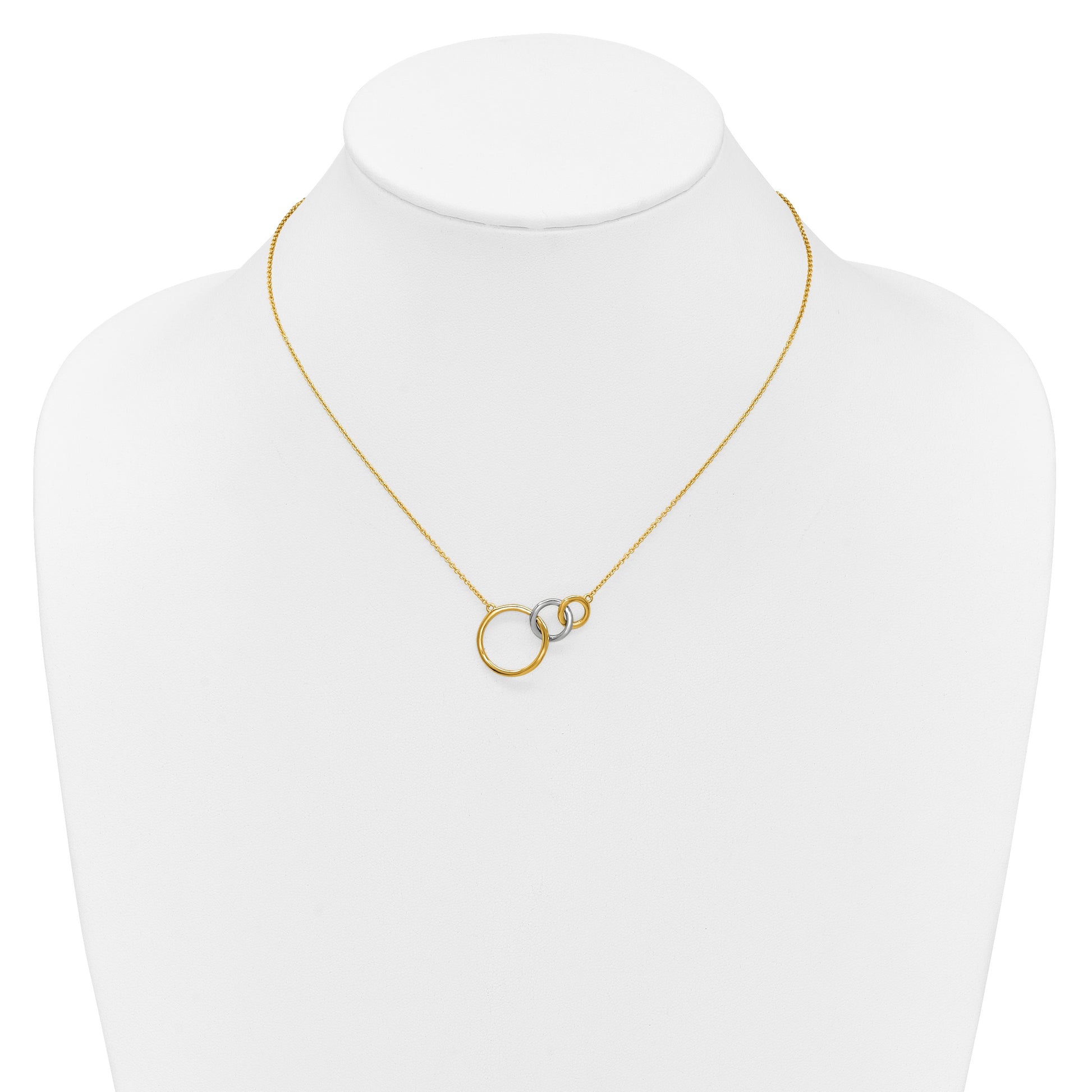 14k Two-tone Polished Triple Interlocked Circles 18 inch Necklace