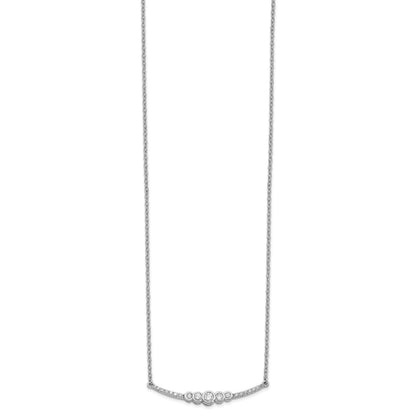 14k White Gold 1/5 carat Diamond Bezel-set Curved Bar 18 inch Necklace