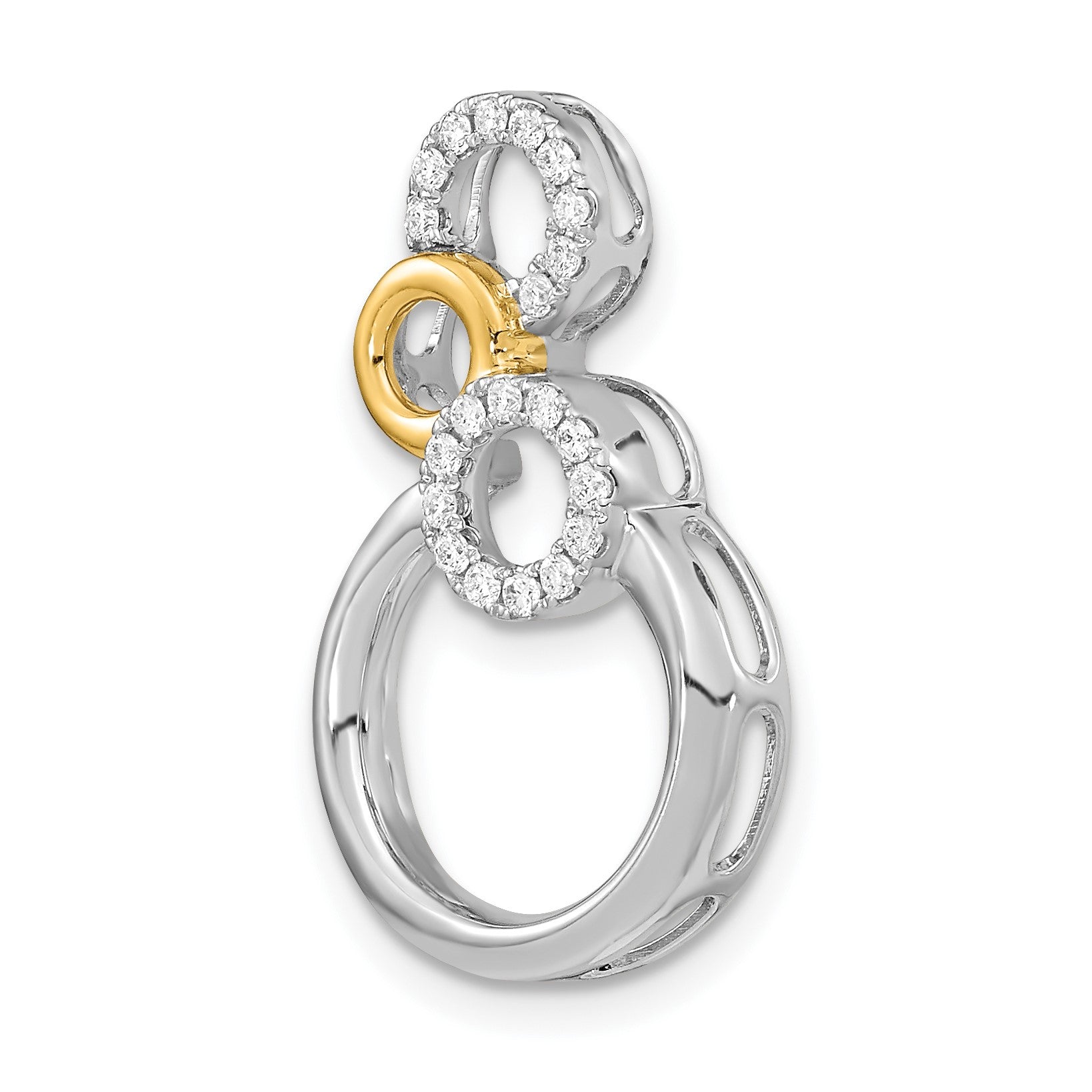 14k Two-tone Polished 1/6 carat Diamond Circles Chain Slide