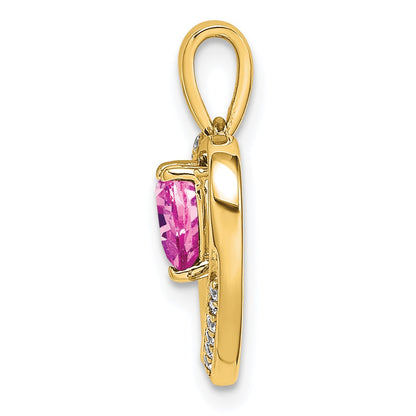 14k Pink Sapphire and Diamond Heart Pendant