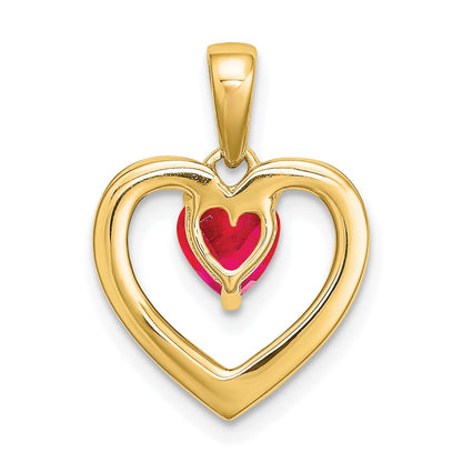 14k Ruby and Diamond Heart Pendant