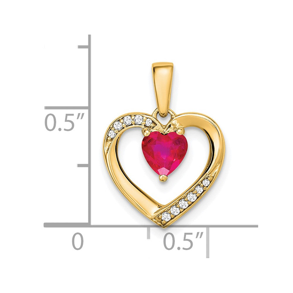 14k Ruby and Diamond Heart Pendant