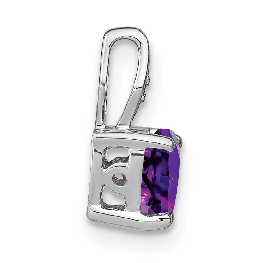 14k White Gold 6mm Heart Amethyst and Diamond Chain Slide
