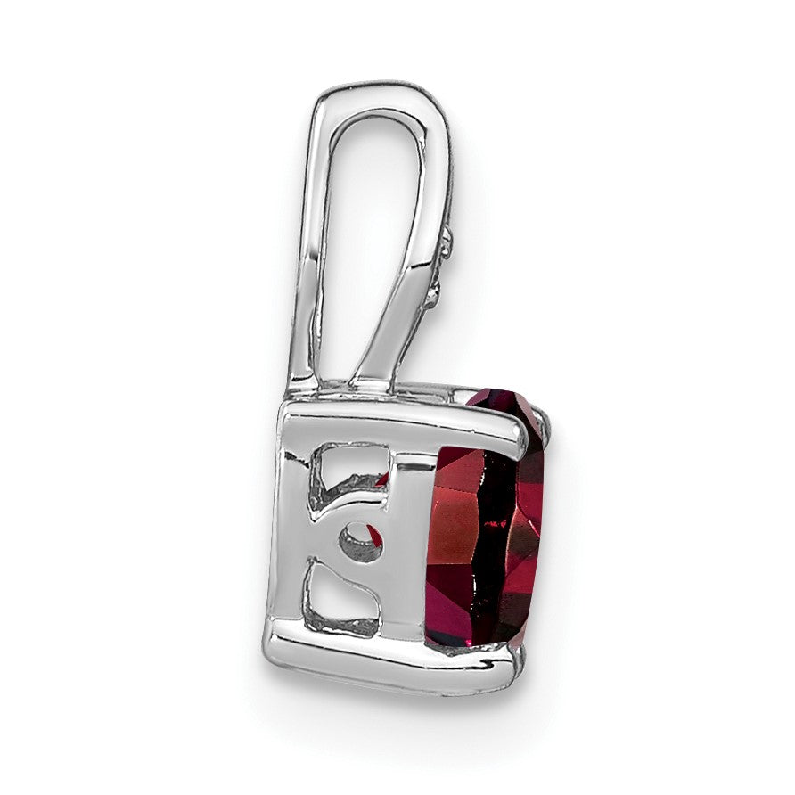 14k White Gold 6mm Heart Garnet and Diamond Chain Slide
