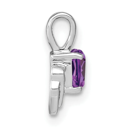 14k White Gold 5mm Heart Amethyst and Diamond Pendant