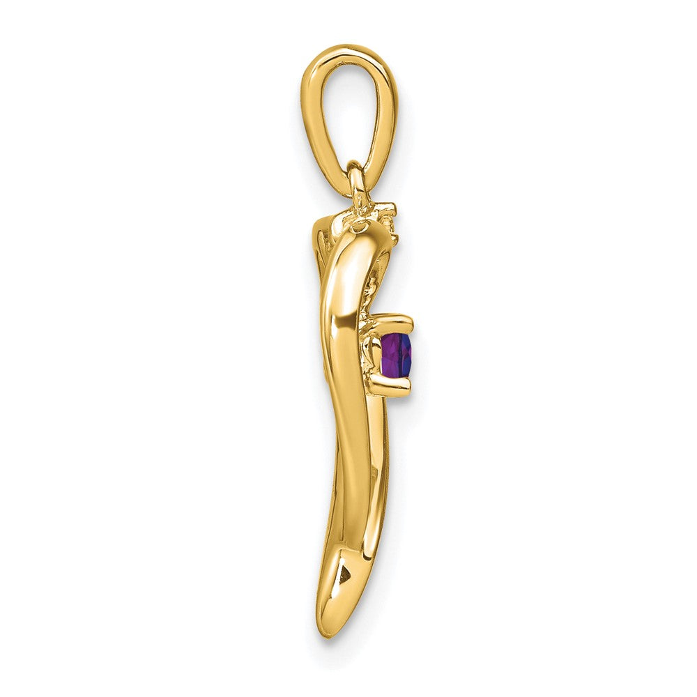 14k Amethyst and Diamond Heart Pendant