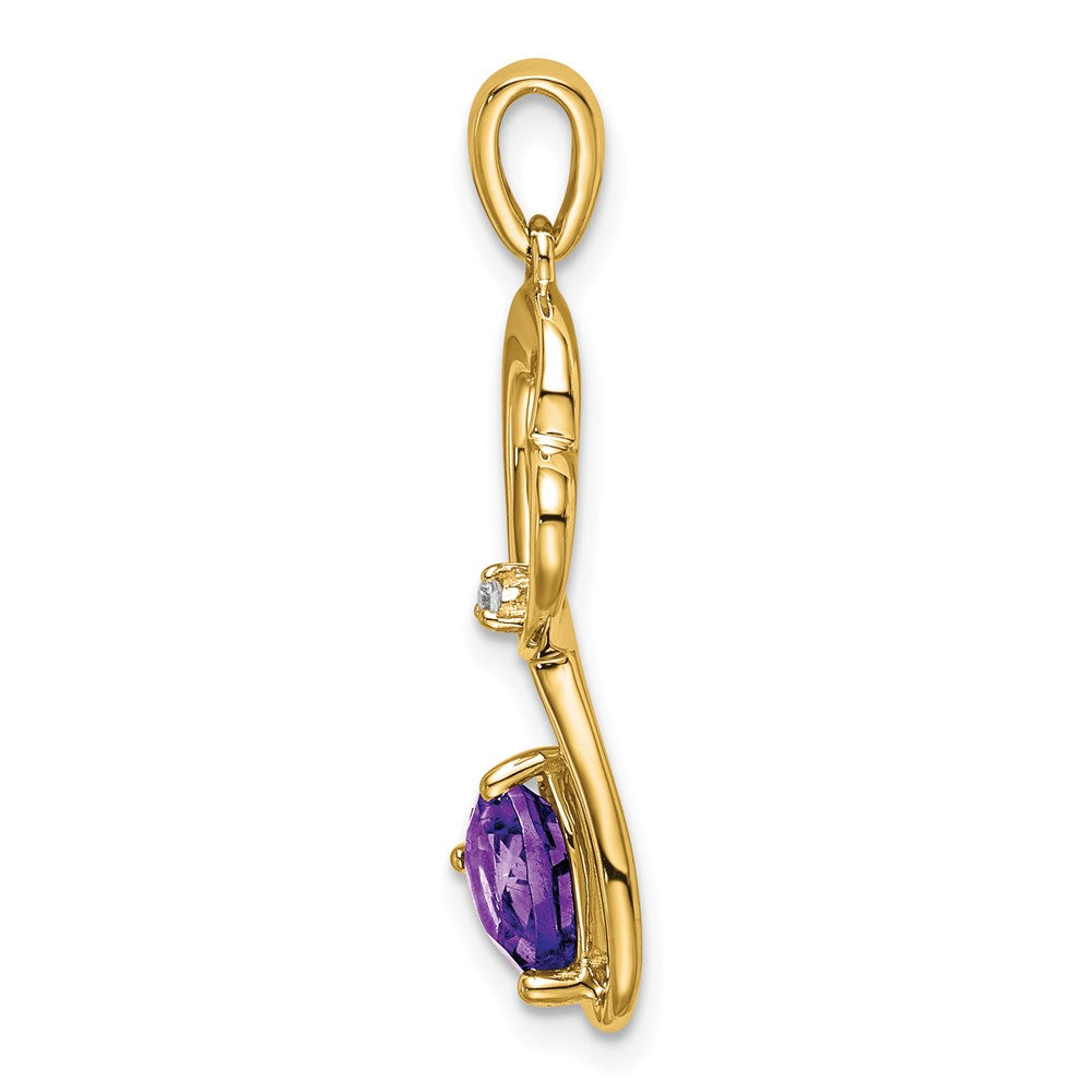 14k Amethyst and Diamond Heart Pendant